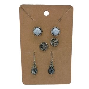 Buffalo Jade Silver toned Earring lot vintage SKUW558‎